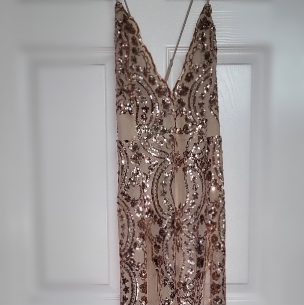 Rose gold sequin dress